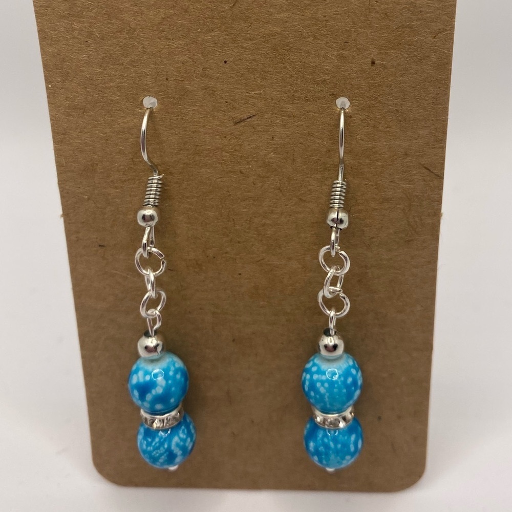 Chain with Blue and Silver Earrings